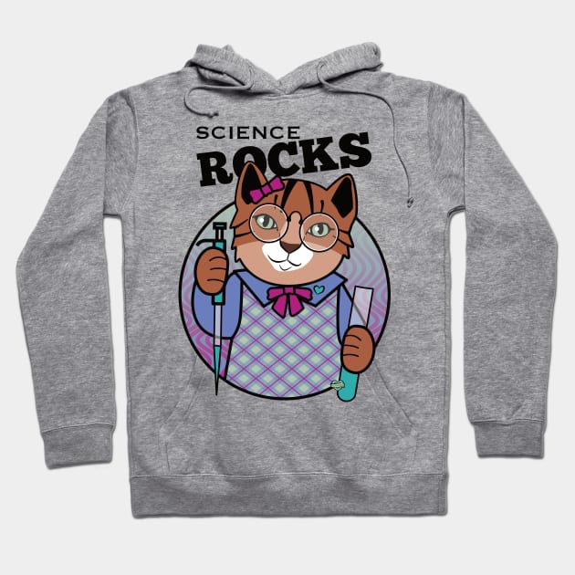 Science Rocks Tiger Cat Girl Hoodie by Sue Cervenka